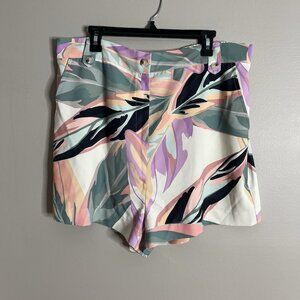 Labelrail Size 16 Palm Feather Green High Rise Shorts